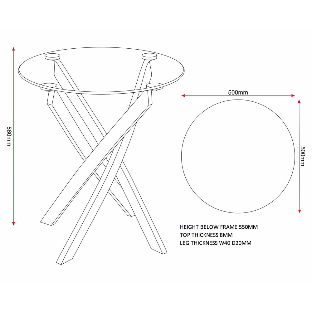 Sanur Clear Glass Top Side Table with Black Metal Base