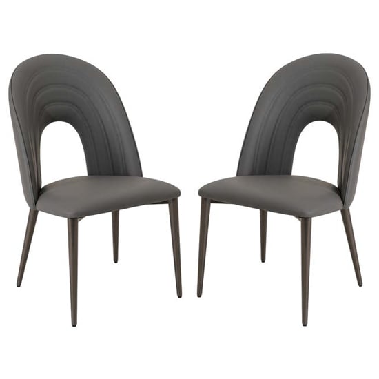 Read more about Sanur dark grey faux leather dining chairs in pair
