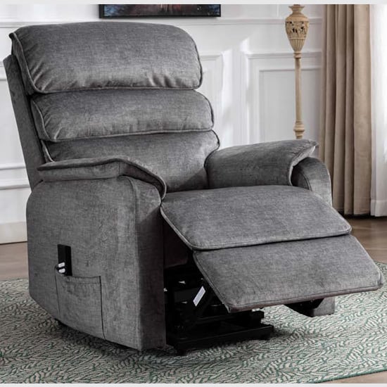 Sanur Electric Fabric Lift And Tilt Recliner Armchair In Grey
