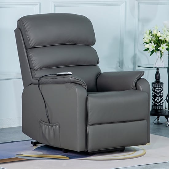 Read more about Sanur electric leather lift and tilt recliner armchair in grey