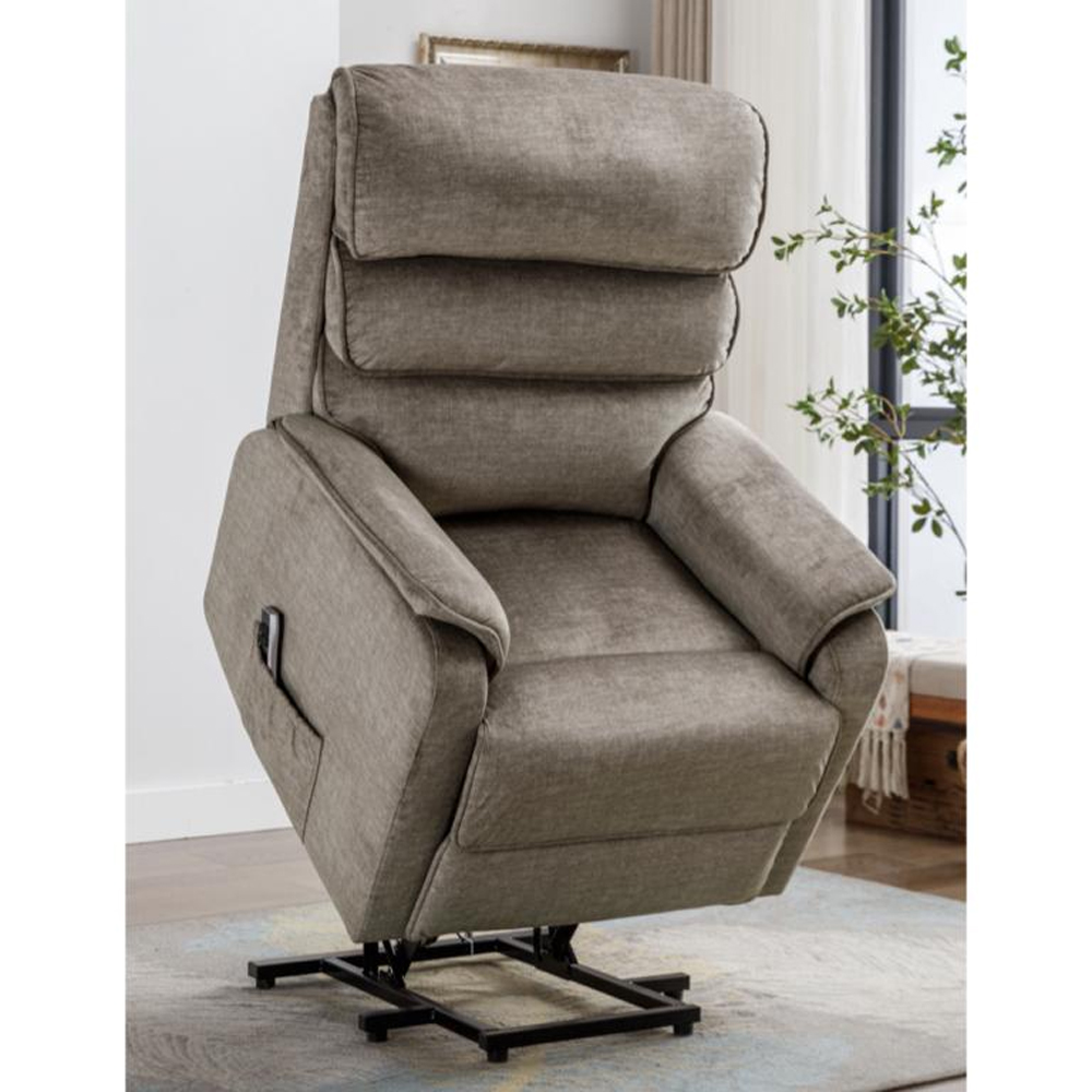 Sanur Fabric Electric Lift And Tilt Recliner Chair In Taupe
