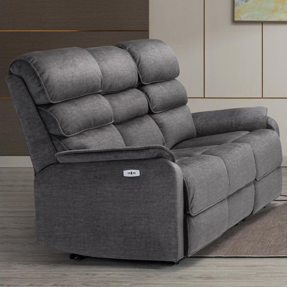 Sanur Fabric Electric Recliner 3+1+1 Seater Sofa Set In Grey