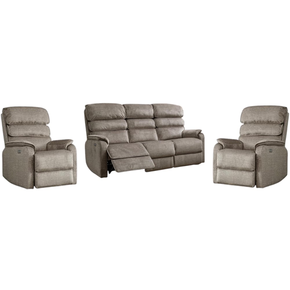 Sanur Fabric Electric Recliner 3+1+1 Seater Sofa Set In Taupe