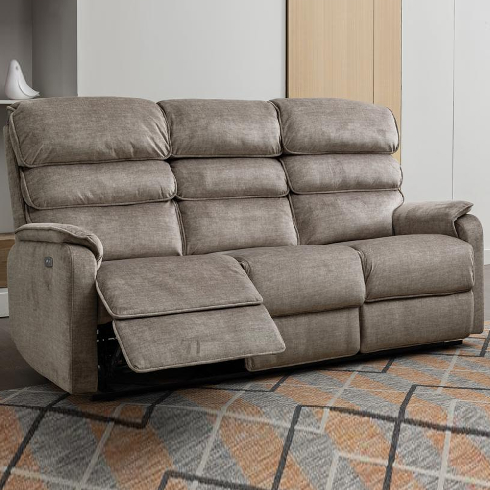 Sanur Fabric Electric Recliner 3+2 Seater Sofa Set In Taupe