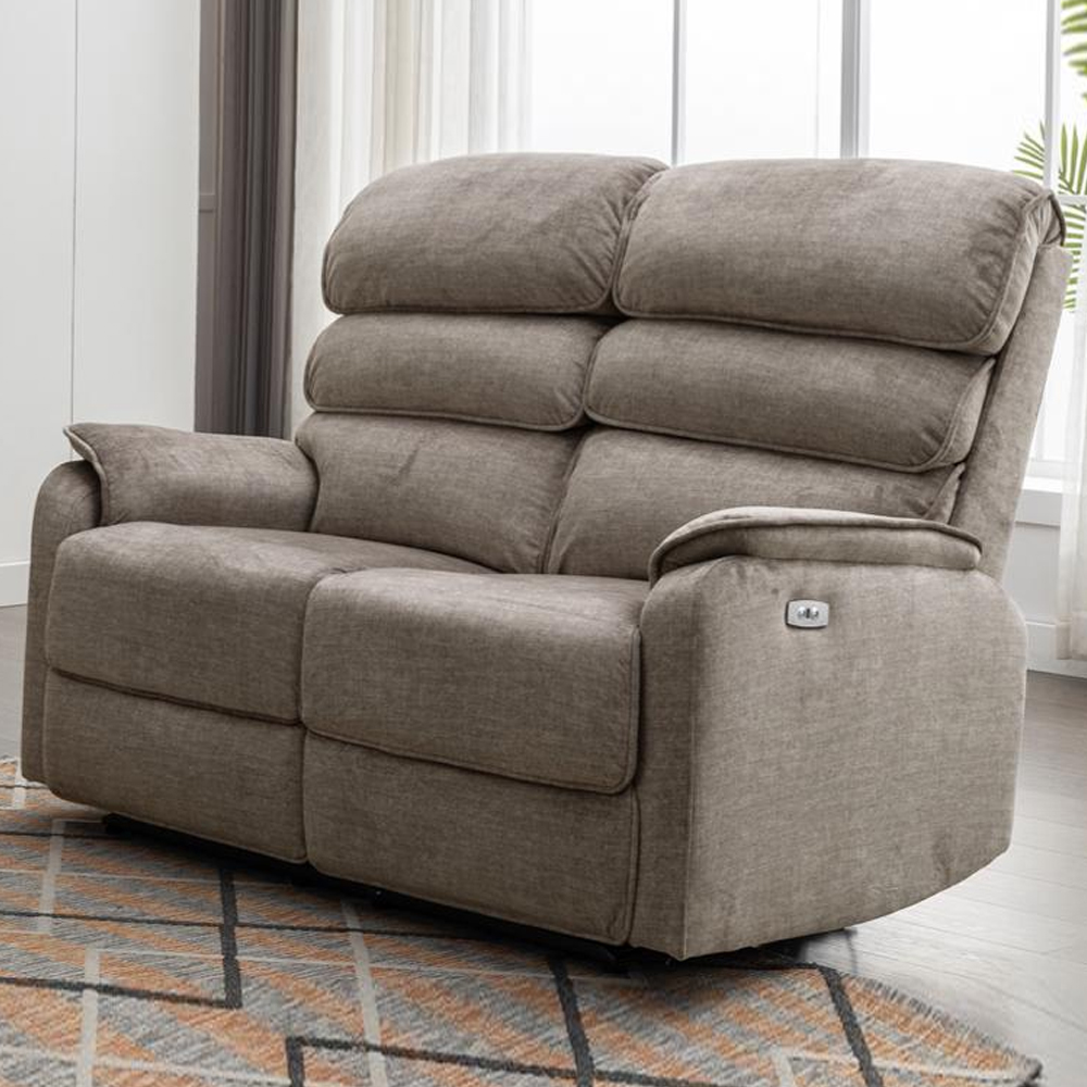 Sanur Fabric Electric Recliner 3+2 Seater Sofa Set In Taupe