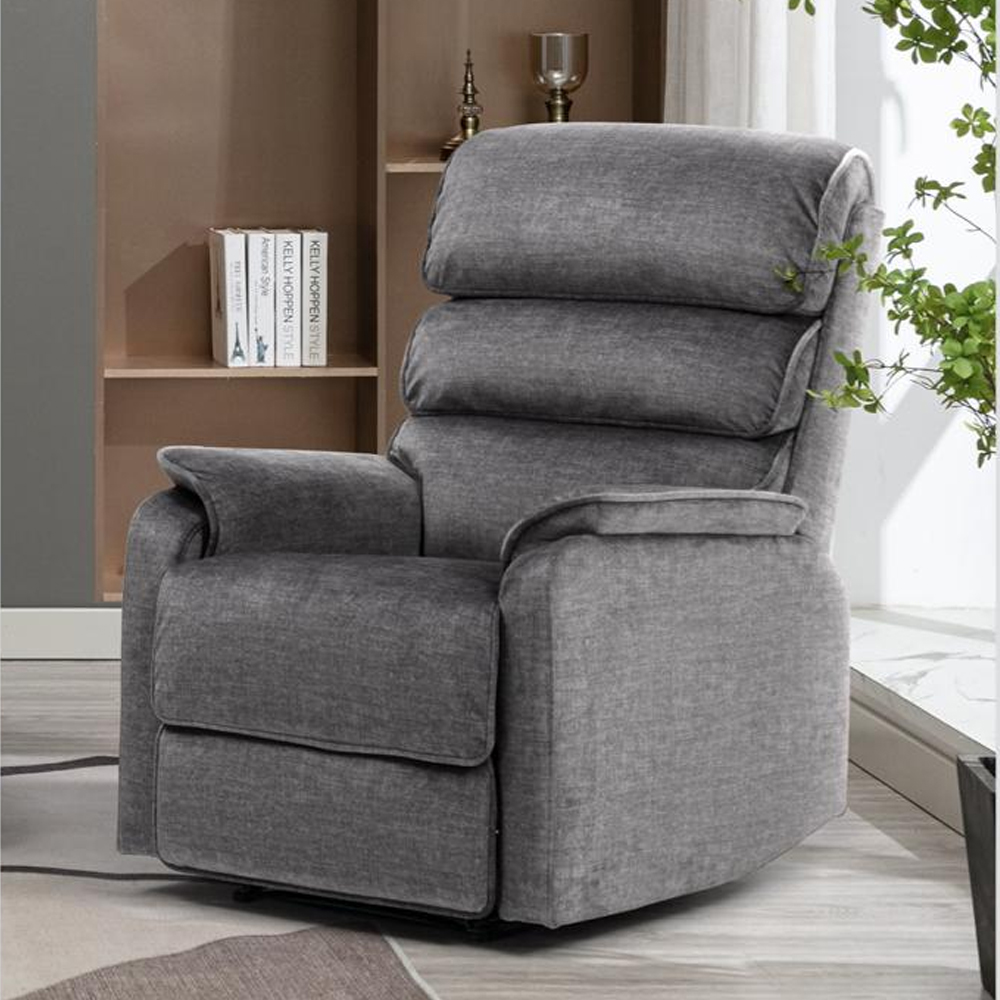 Sanur Fabric Electric Recliner Sofa Suite In Grey