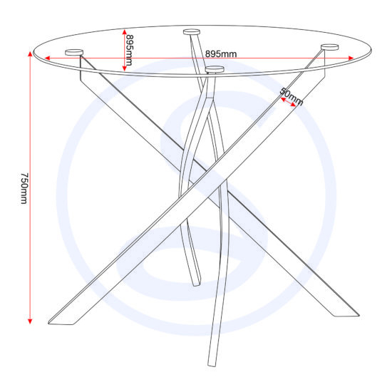 Sanur Glass Dining Table Round In Clear With Black Metal Legs