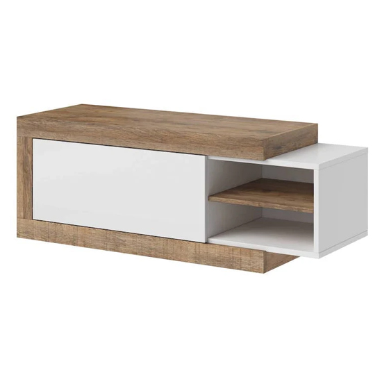 Sanur High Gloss Coffee Table In White And Sandal Oak