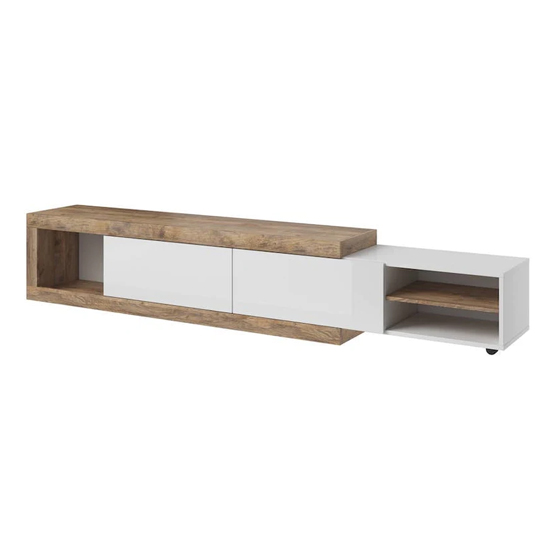Sanur High Gloss TV Stand With 2 Doors In White And Sandal Oak