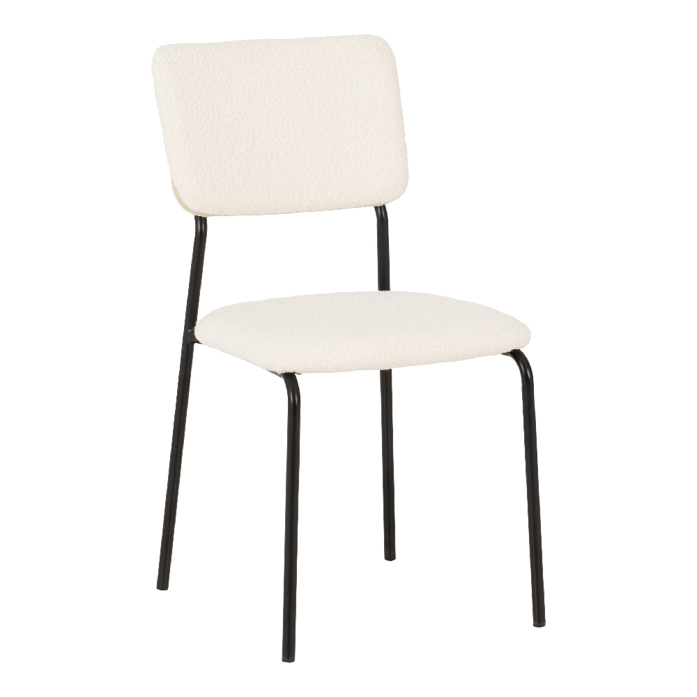 Sanur Ivory Boucle Fabric Dining Chairs In Pair