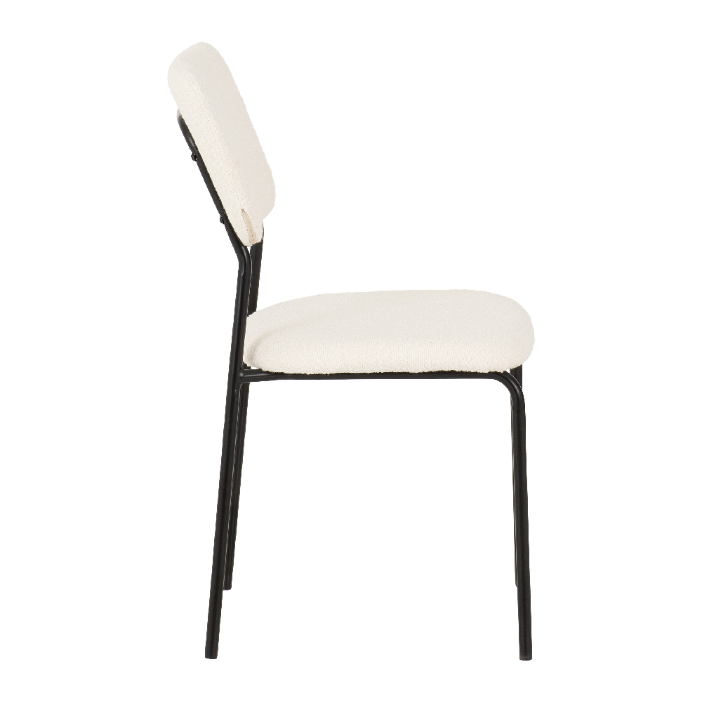 Sanur Ivory Boucle Fabric Dining Chairs In Pair
