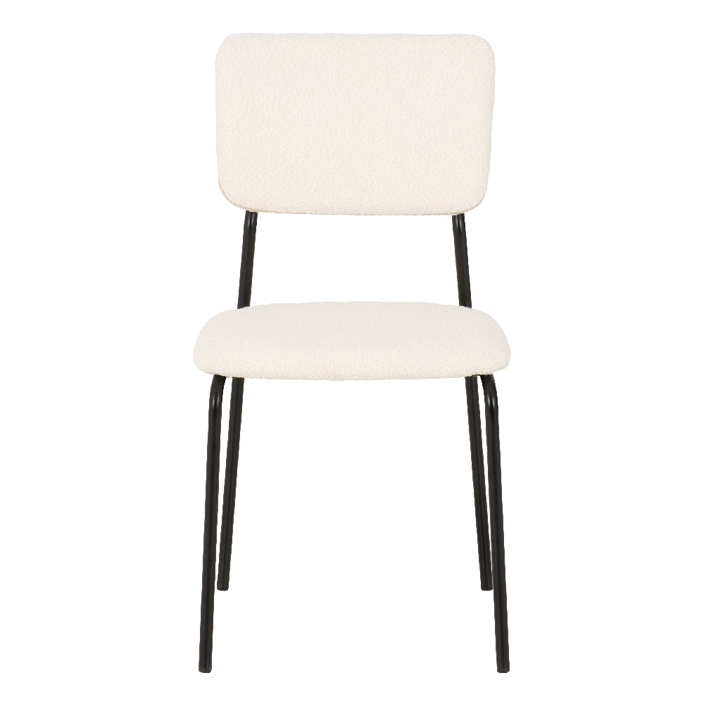 Sanur Ivory Boucle Fabric Dining Chairs In Pair