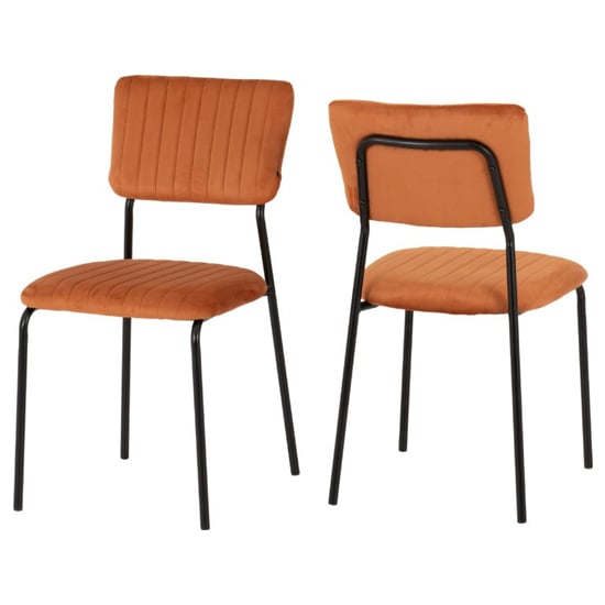 Sanur Set Of 4 Velvet Fabric Dining Chairs In Burnt Orange
