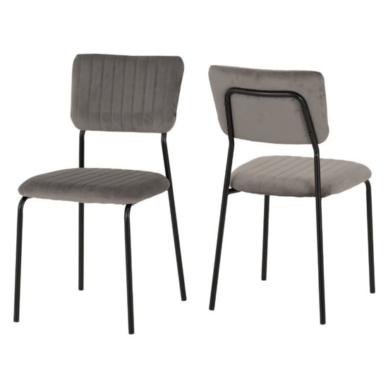 Product photograph of Sanur Set Of 4 Velvet Fabric Dining Chairs In Grey from Furniture in Fashion