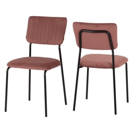 Product photograph of Sanur Set Of 4 Velvet Fabric Dining Chairs In Pink from Furniture in Fashion