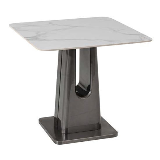 Product photograph of Sanur Sintered Stone End Table In Binli White from Furniture in Fashion