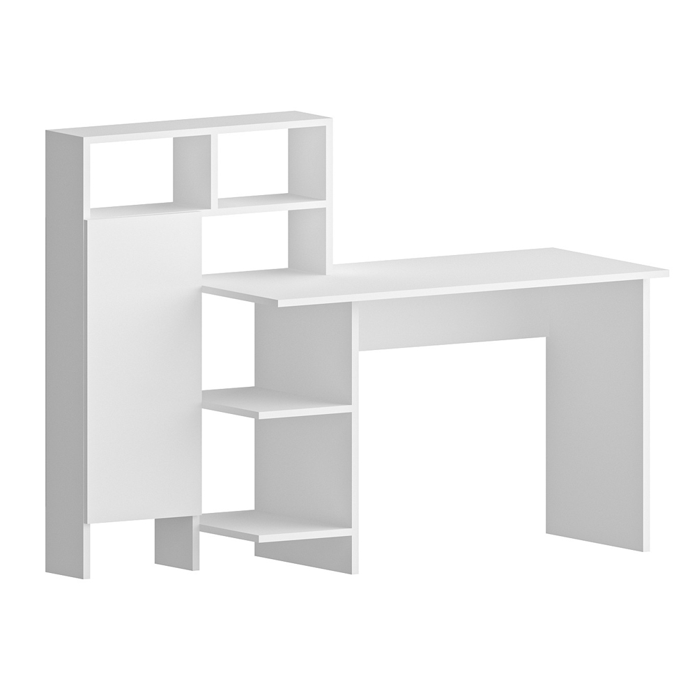 Sanvito Wooden Laptop Desk With 5 Shelves In White