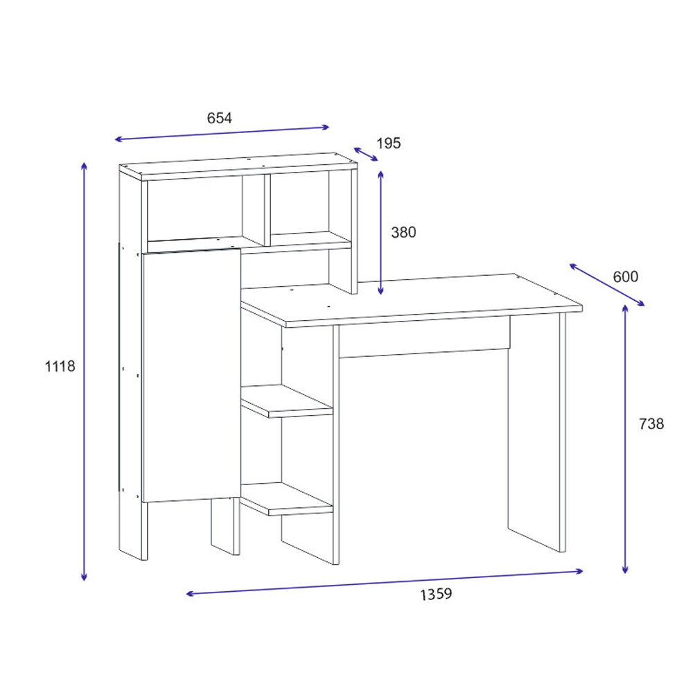 Sanvito Wooden Laptop Desk With 5 Shelves In White