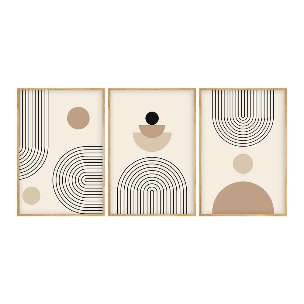 Sapphira Wooden 30x40cm Linear Equilibrium Art Frame Set of 3 in Multicolour