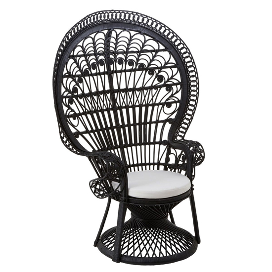 Sara Rattan Peacock Design Bedroom Chair In Black_1
