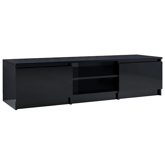 Saraid High Gloss TV Stand With 2 Doors In Black_4