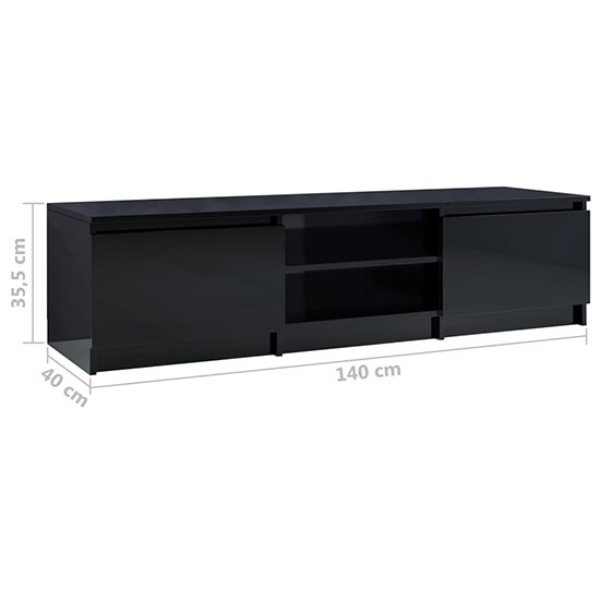 Saraid High Gloss TV Stand With 2 Doors In Black_5
