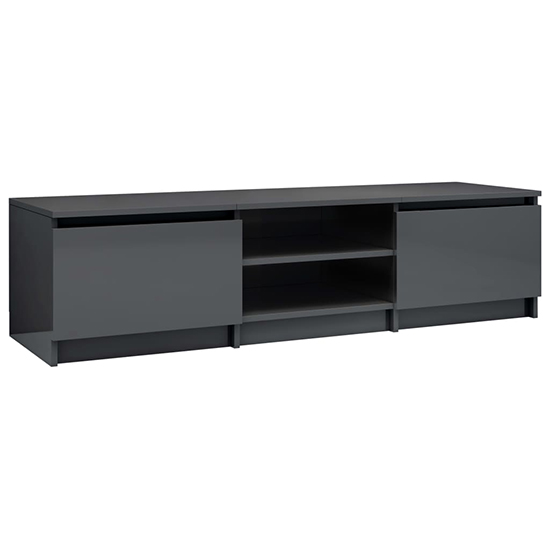 Saraid High Gloss TV Stand With 2 Doors In Grey_4