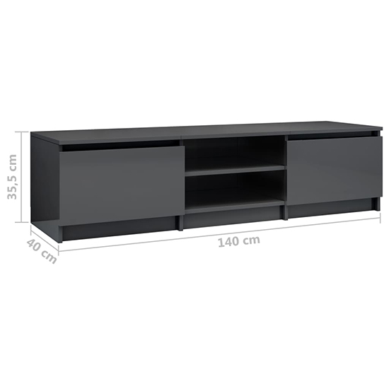 Saraid High Gloss TV Stand With 2 Doors In Grey_5