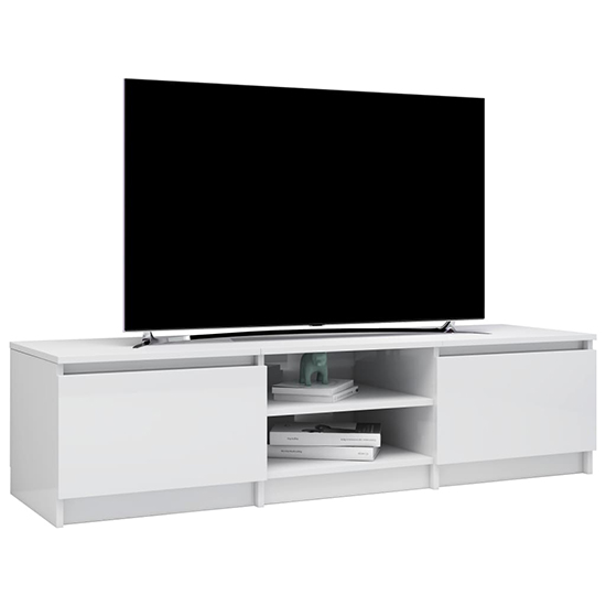 Saraid High Gloss TV Stand With 2 Doors In White_2