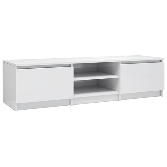 Saraid High Gloss TV Stand With 2 Doors In White_4