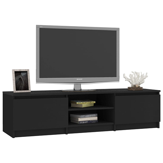 Saraid Wooden TV Stand With 2 Doors In Black_2