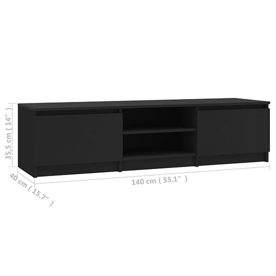 Saraid Wooden TV Stand With 2 Doors In Black_5