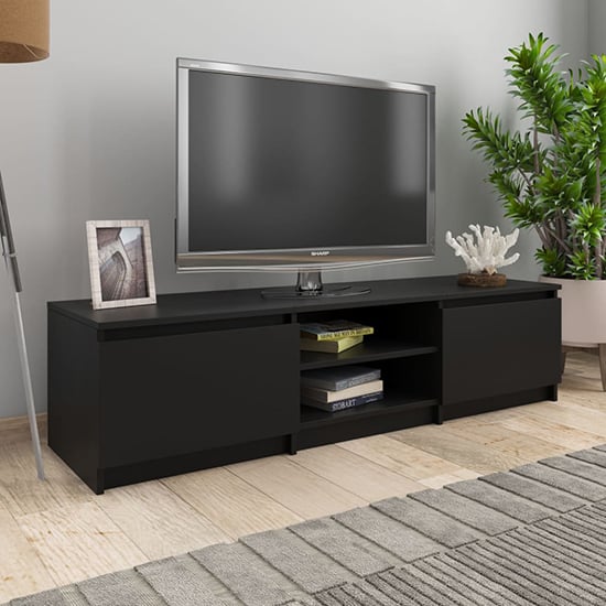 Read more about Saraid wooden tv stand with 2 doors in black