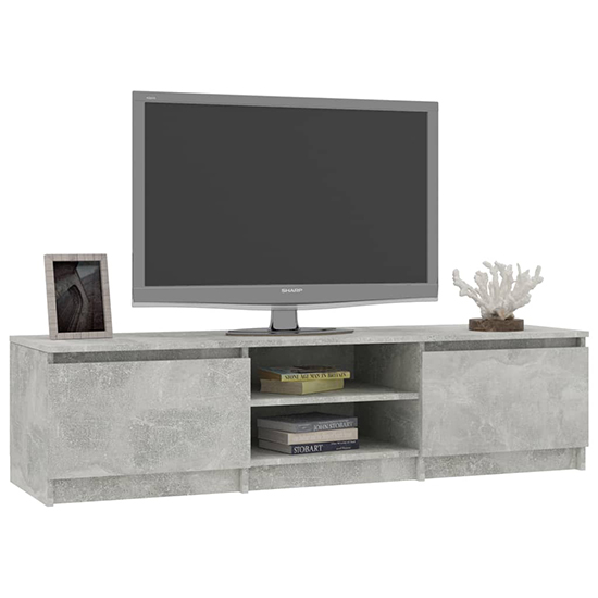 Saraid Wooden TV Stand With 2 Doors In Concrete Effect