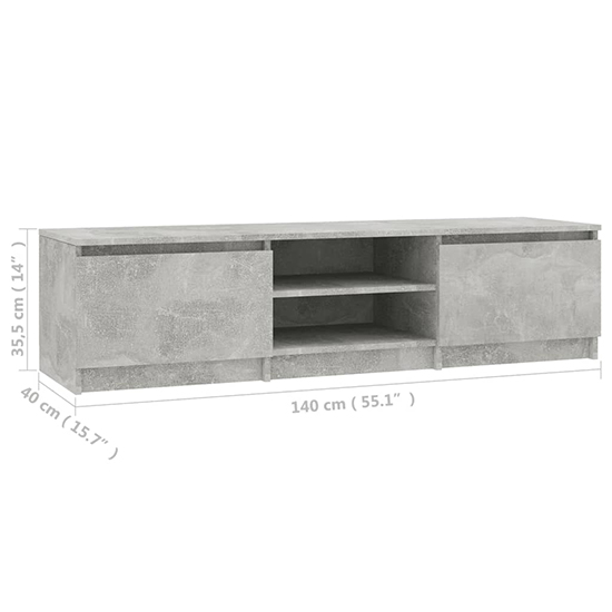 Saraid Wooden TV Stand With 2 Doors In Concrete Effect