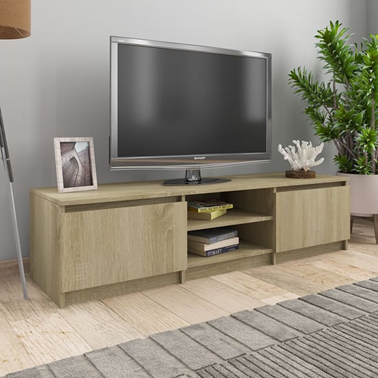 Product photograph of Saraid Wooden Tv Stand With 2 Doors In Sonoma Oak from Furniture in Fashion