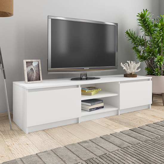 Photo of Saraid wooden tv stand with 2 doors in white