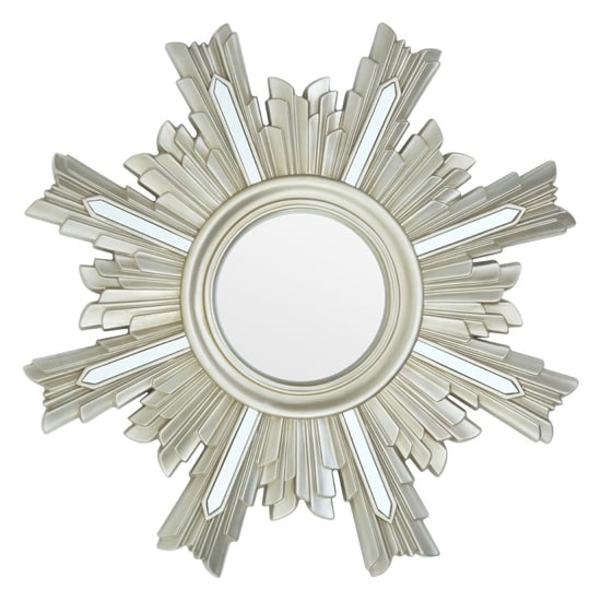 Saran Art Deco Design Wall Bedroom Mirror In Silver Frame