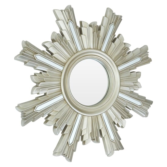 Saran Art Deco Design Wall Bedroom Mirror In Silver Frame