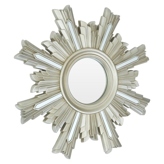 Photo of Saran art deco design wall bedroom mirror in silver frame