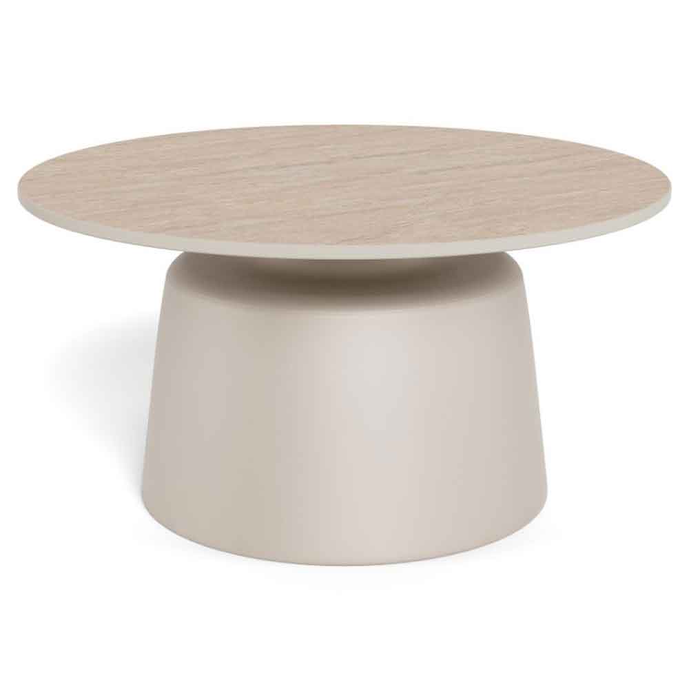 Sarasota Ceramic Round Dining Table With Grey Steel Base in Beige