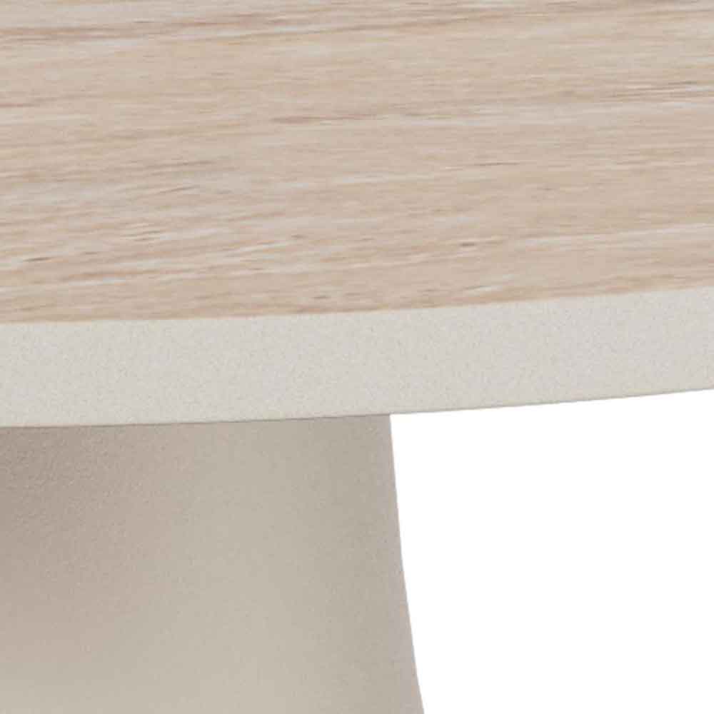 Sarasota Ceramic Round Side Table With Grey Steel Base - Beige