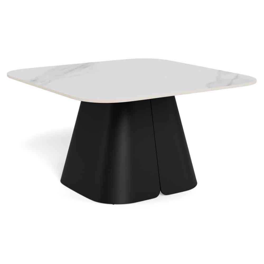 Sarasota Ceramic Square Dining Table With Black Steel Base - White