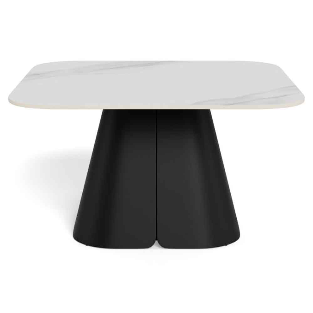 Sarasota Ceramic Square Dining Table With Black Steel Base - White