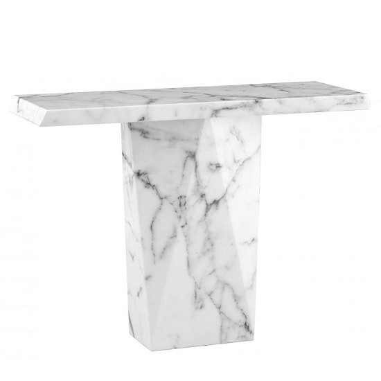 Sardinia Contemporary Marble Console Table Rectangular In White FiF