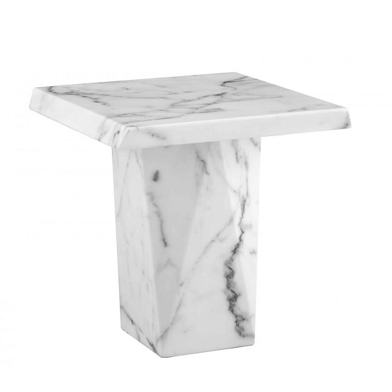 Raylyn Contemporary Marble Lamp Table Square In White