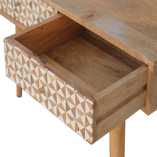 Sarina Wooden Console Table In Oak Ish And White Inlay_4
