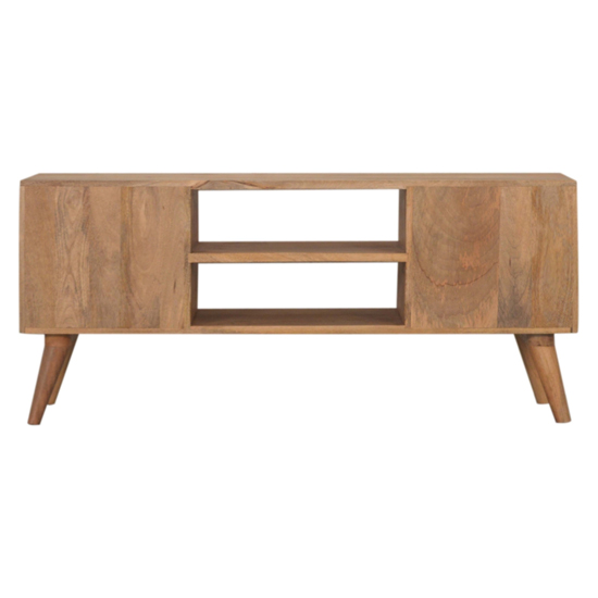 Sarina Wooden TV Stand In Oak Ish And White Inlay_5