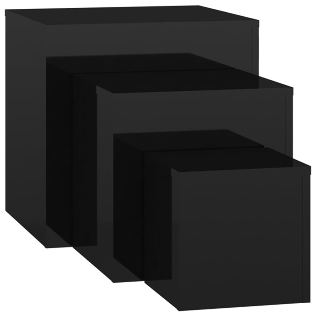 Sarki High Gloss Set Of 3 Cube Side Tables In Black_3