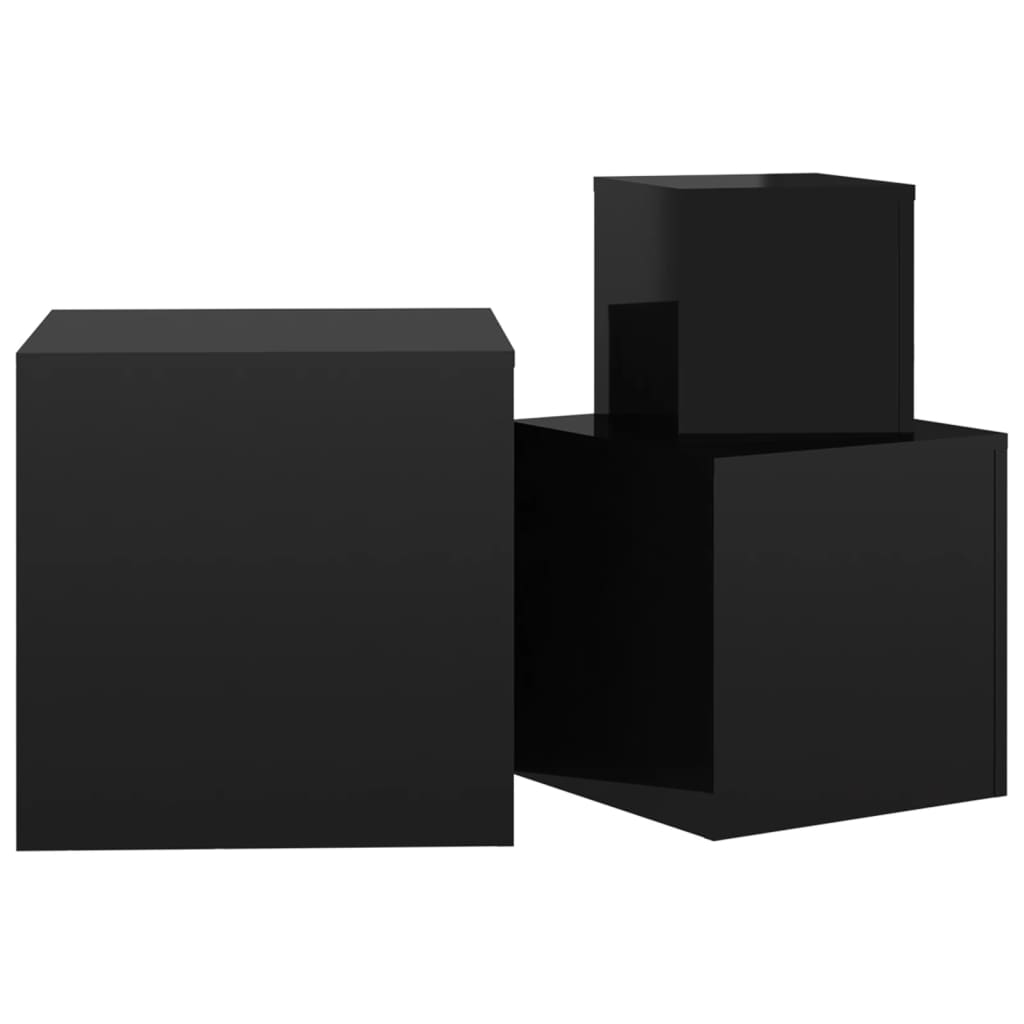 Sarki High Gloss Set Of 3 Cube Side Tables In Black_4